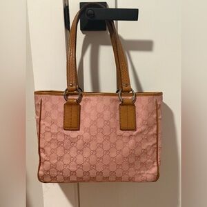 Gucci Pink GG Canvas and leather tote